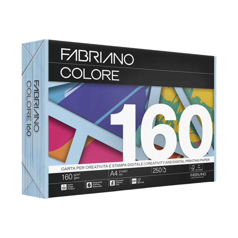 Carta Fabriano Colore A4 160gr 250fg col.tenui celeste
