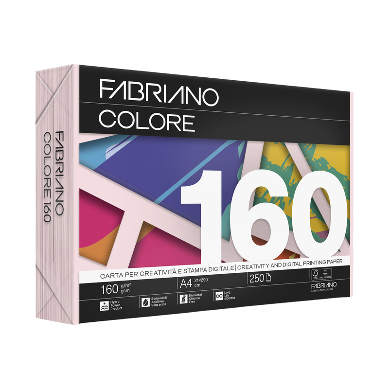 Carta Fabriano Colore A4 160gr 250fg col.tenui rosa cipria