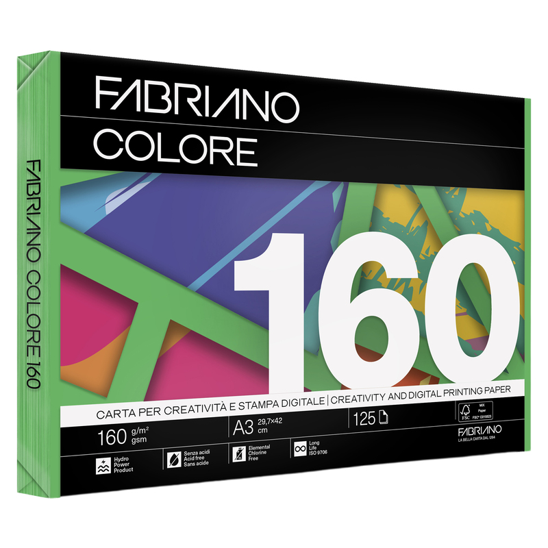 Carta Fabriano Colore A3 160gr 125fg col.forti verde
