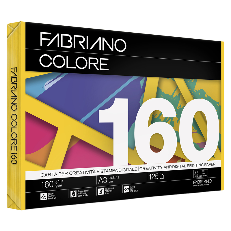 Carta Fabriano Colore A3 160gr 125fg col.forti giallo