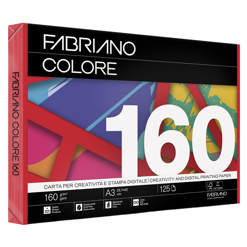 Carta Fabriano Colore A3 160gr 125fg col.forti rosso