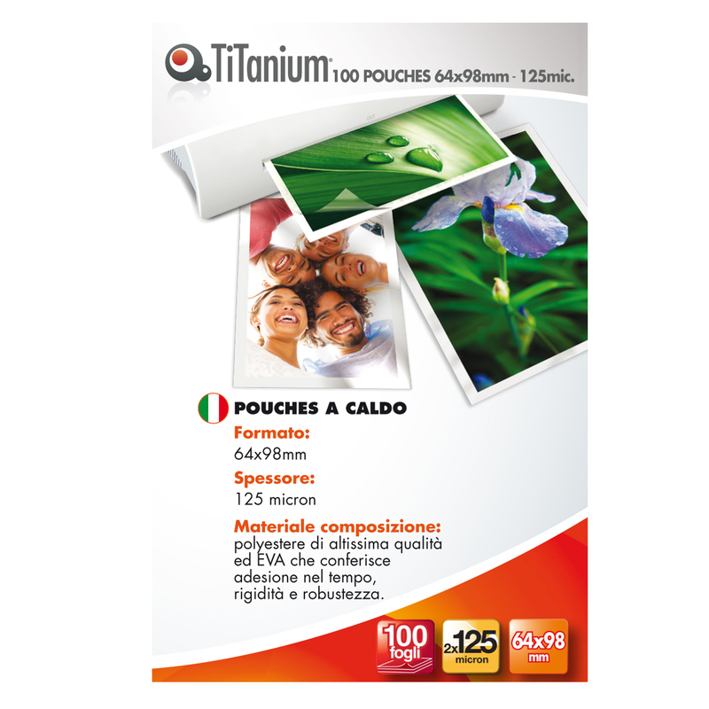 100 POUCHES 64x98mm 125my KEY CARD TiTanium