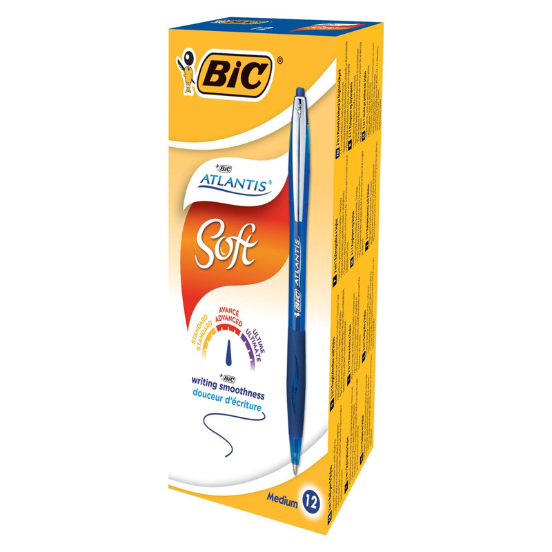 SCATOLA 12 PENNE SFERA SCATTO BICRATLANTIS PREMIUM clip metal 1,0MM BLU