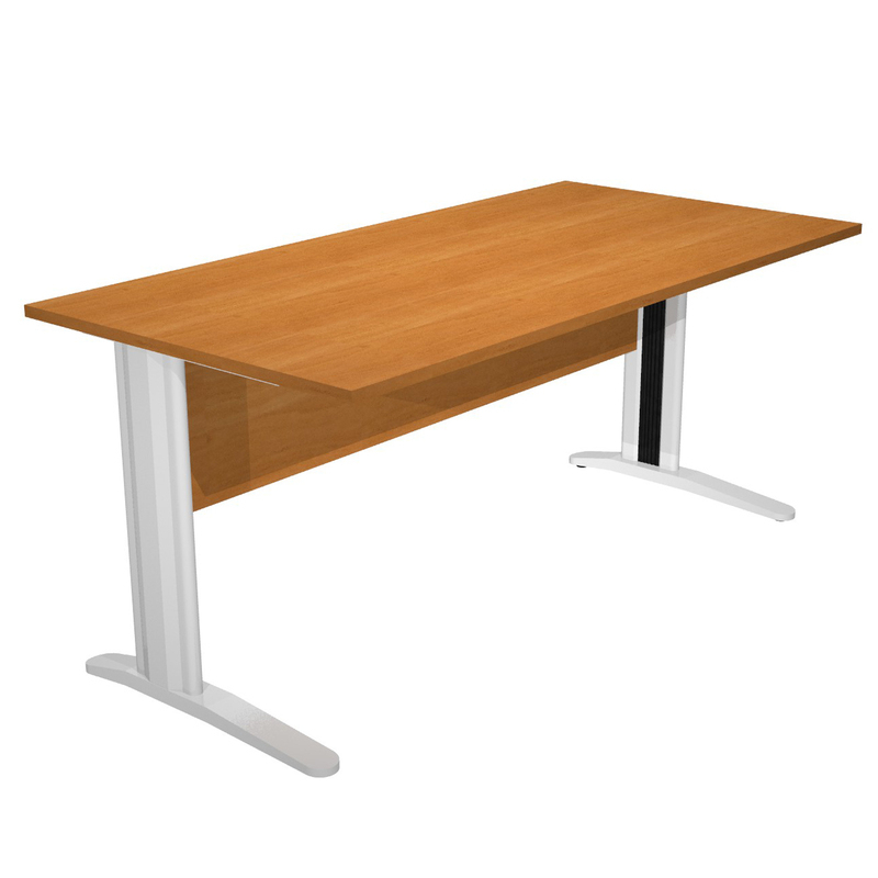 SCRIVANIA LINEARE 140X80cm NOCE CHIARO - fianchi vernic. effetto cromato EASY